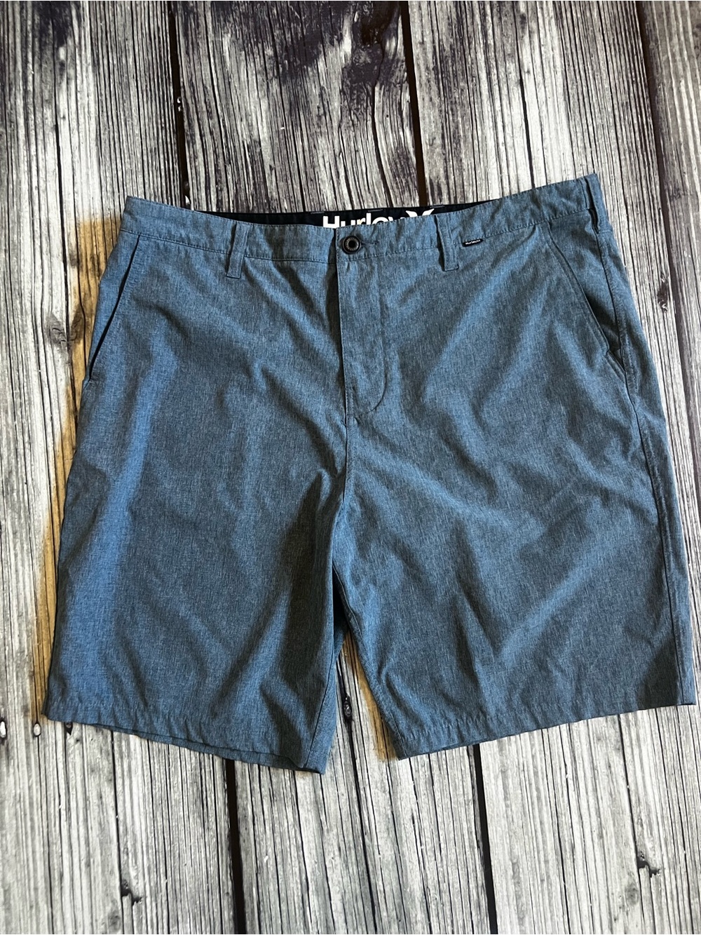 Hurley Men's Slate Blue Flat Front Casual Shorts